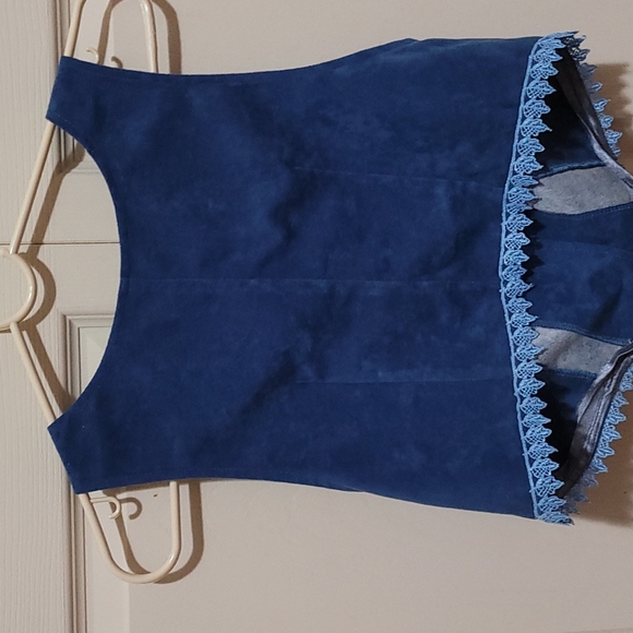Blue vintage velvet vest - Picture 6 of 6